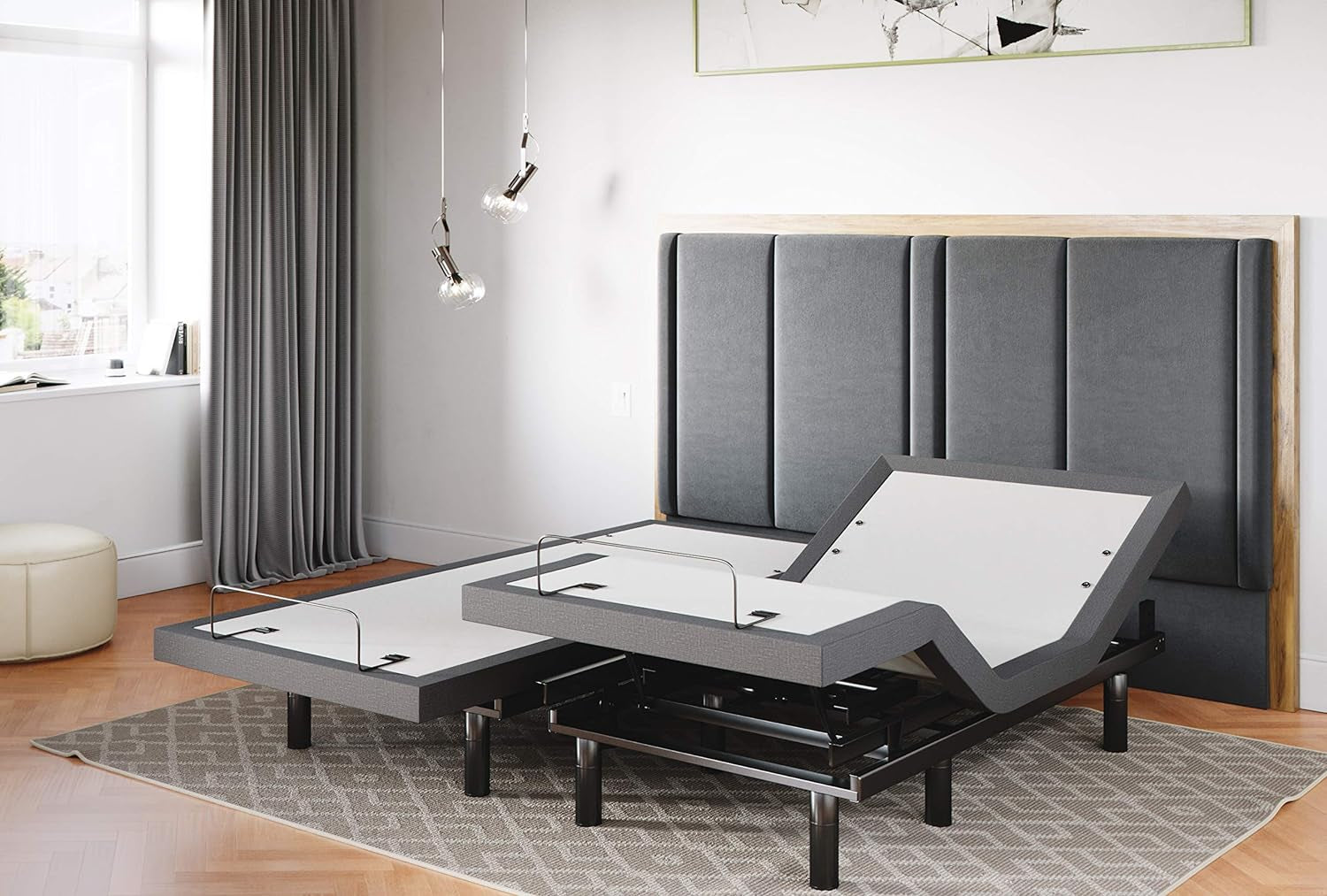 Split King Adjustable Bed Base with Quick Assembly, Head and Foot Articulation, USB Charging Ports, Zero Gravity Feature, Dual Massage Functionality, Wireless Control, Classic Design