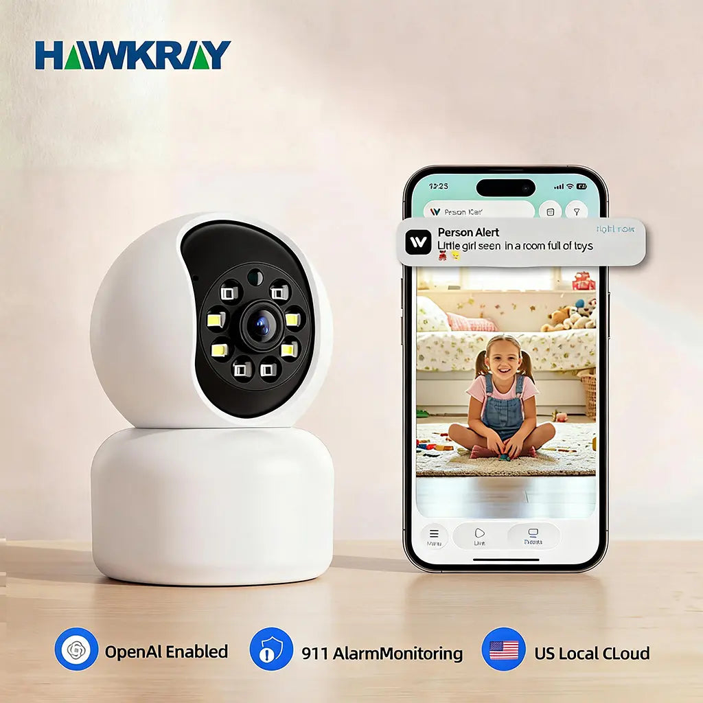 Hawkray Smart Pet Monitor for Multi-Pet Homes | 360° Coverage | 3MP 2K HD Resolution | AI-Powered Pet Recognition | Two-Way Audio and Home Security System