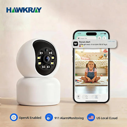 Hawkray Smart Pet Monitor for Multi-Pet Homes | 360° Coverage | 3MP 2K HD Resolution | AI-Powered Pet Recognition | Two-Way Audio and Home Security System