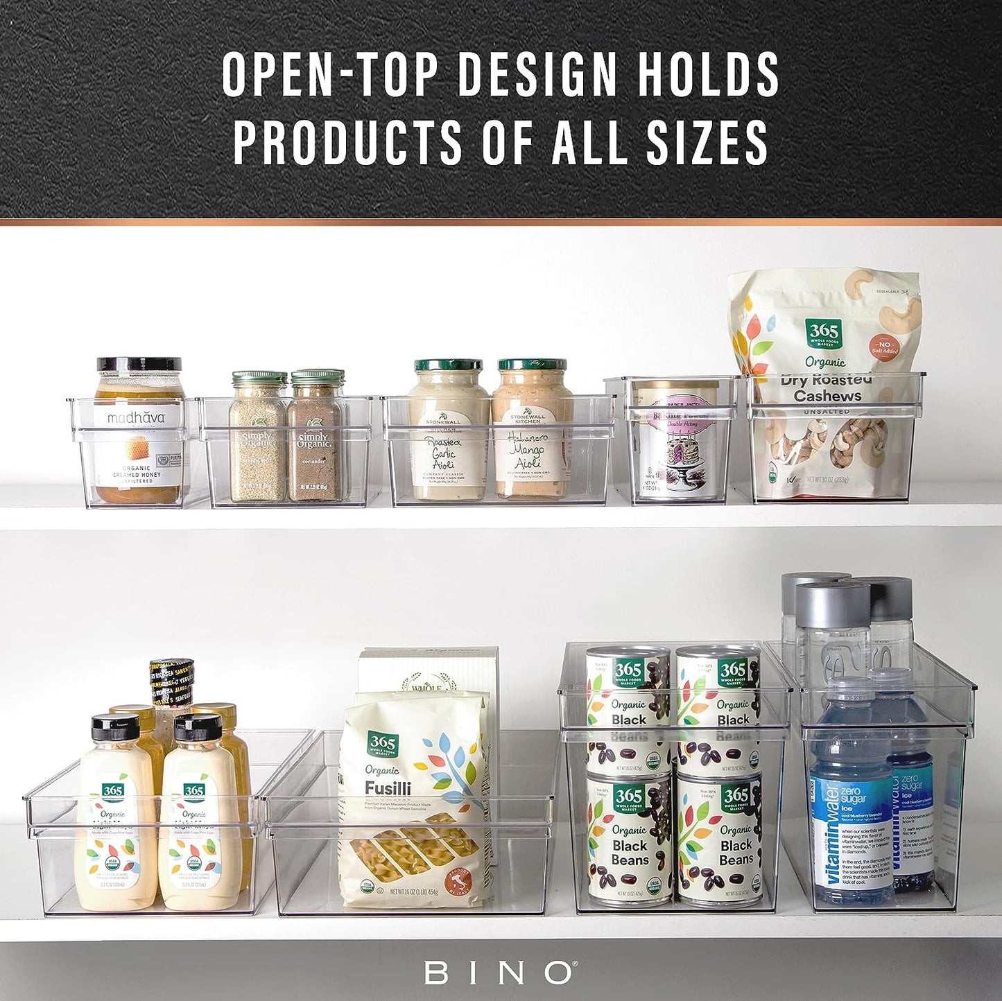 Plastic Storage Bins - Small and Shallow | The Handler Collection | Multipurpose Organizer Bins for Kitchen and Pantry | Clear Containers for Home Organization | Freezer Storage Solutions