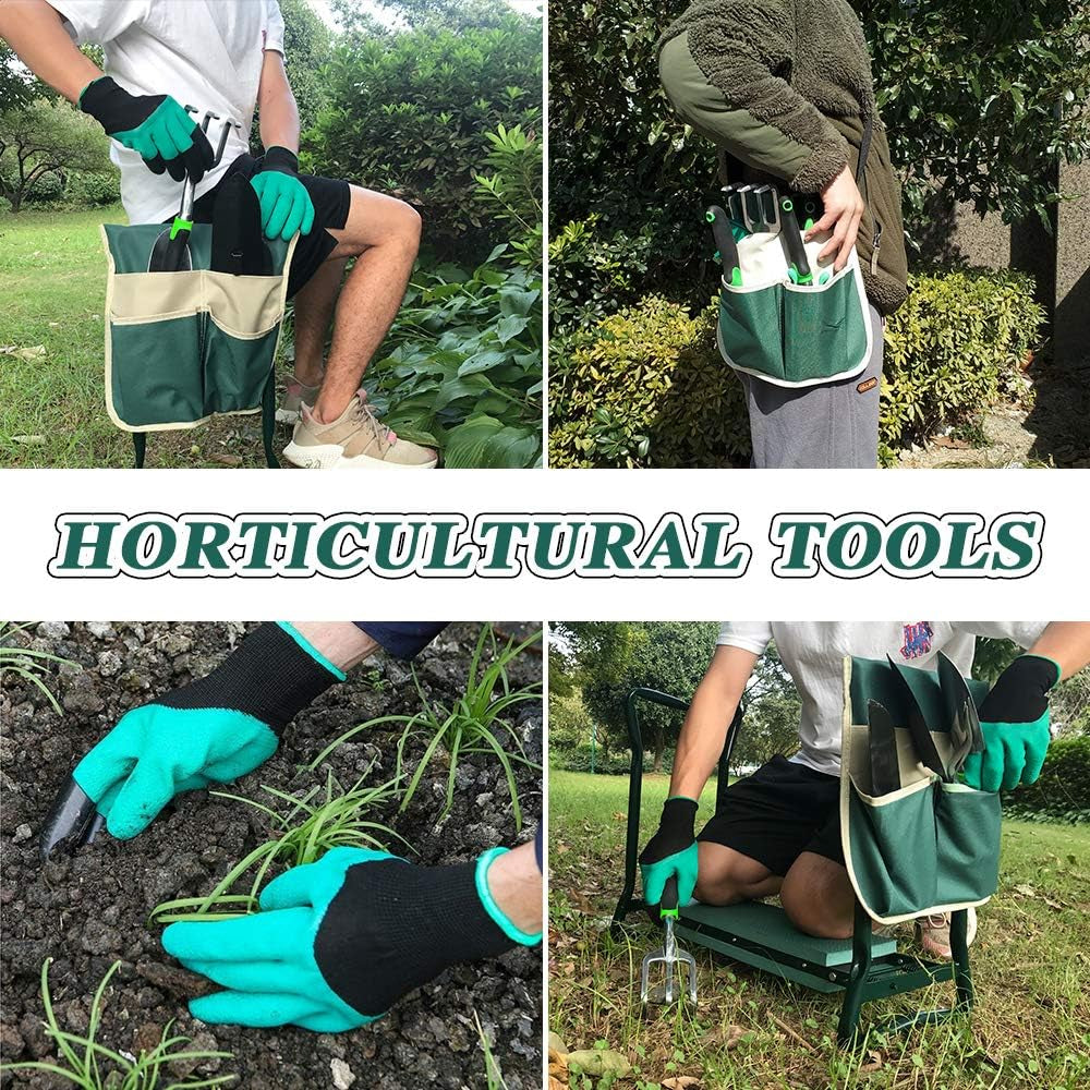 Heavy-Duty Garden Kneeler and Seat Stool with Removable Tool Pocket and Soft EVA Kneeling Pad for Gardening Enthusiasts