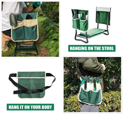 Heavy-Duty Garden Kneeler and Seat Stool with Removable Tool Pocket and Soft EVA Kneeling Pad for Gardening Enthusiasts