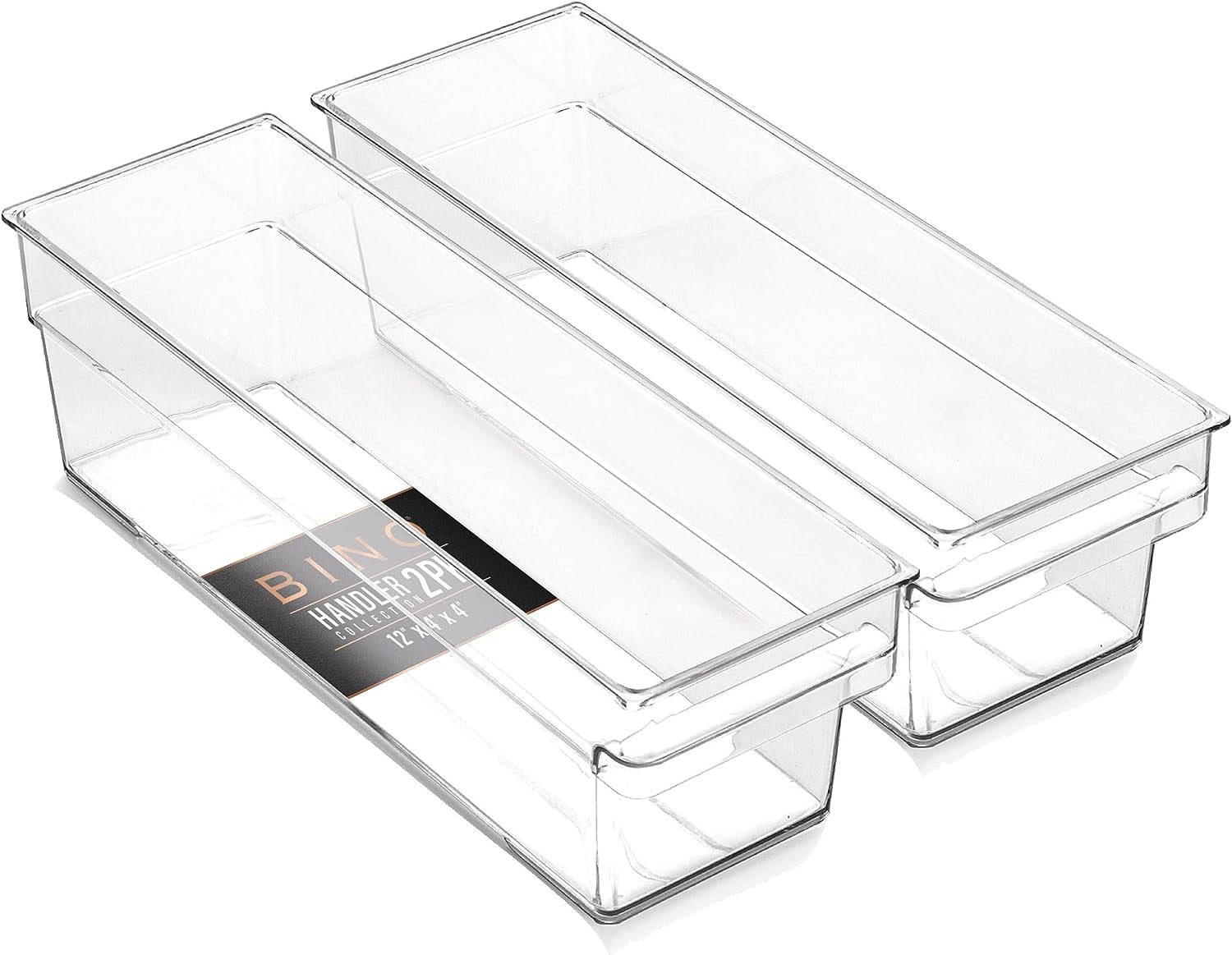 Plastic Storage Bins - Small and Shallow | The Handler Collection | Multipurpose Organizer Bins for Kitchen and Pantry | Clear Containers for Home Organization | Freezer Storage Solutions