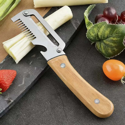 Multi-Functional Vegetable Peeler Set with Ultra-Sharp Stainless Steel Blade and Wooden Handle, Includes Bottle Opener, Ideal for Peeling Fruits and Vegetables (2 Pieces)