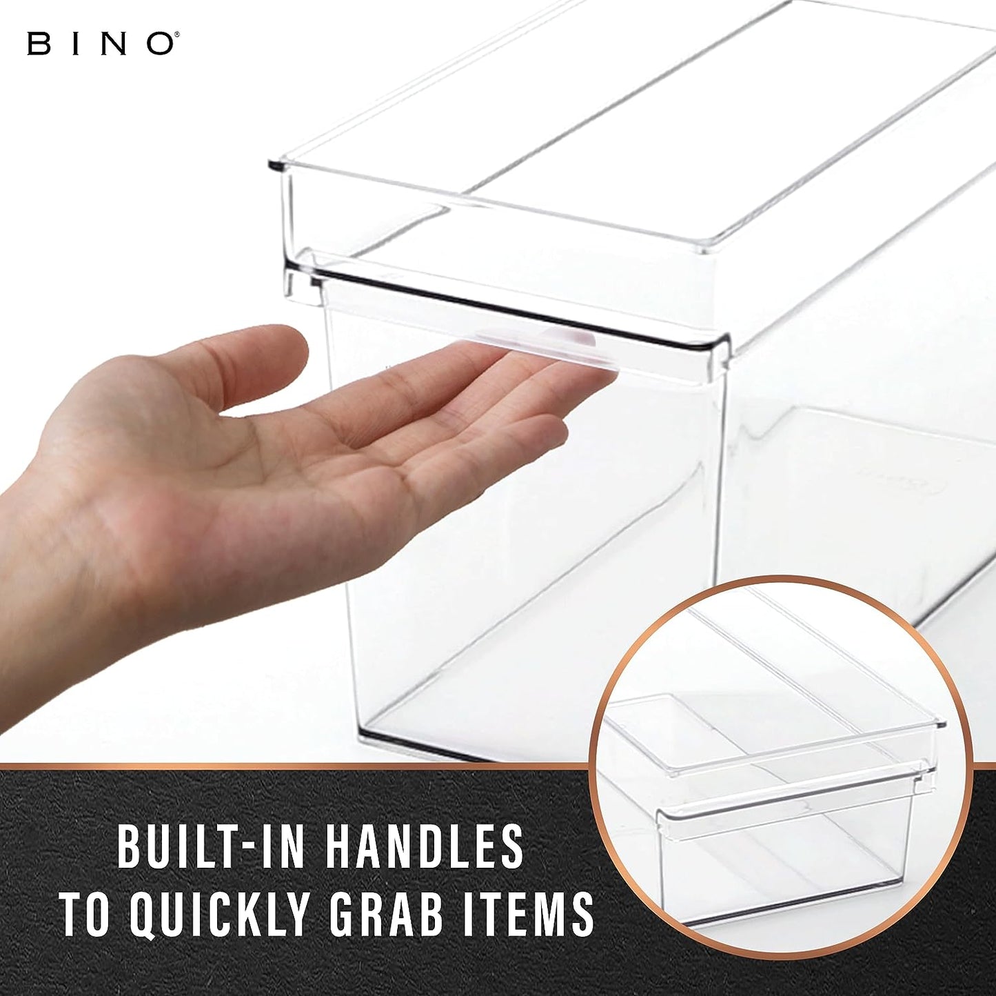 Plastic Storage Bins - Small and Shallow | The Handler Collection | Multipurpose Organizer Bins for Kitchen and Pantry | Clear Containers for Home Organization | Freezer Storage Solutions