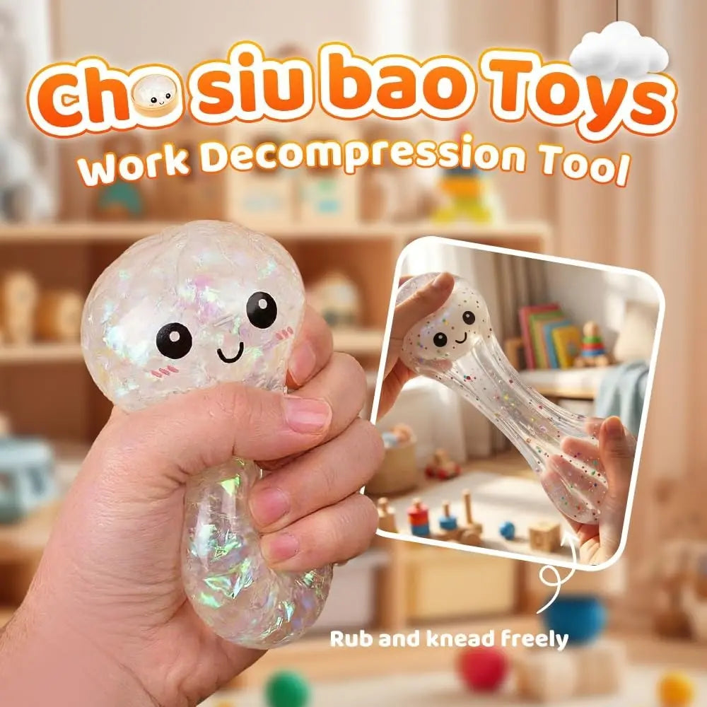 Glitter Dumpling Squishy Toy Blind Box Series with Steamer - Anxiety Relief and Surprise Unboxing Gift Option
