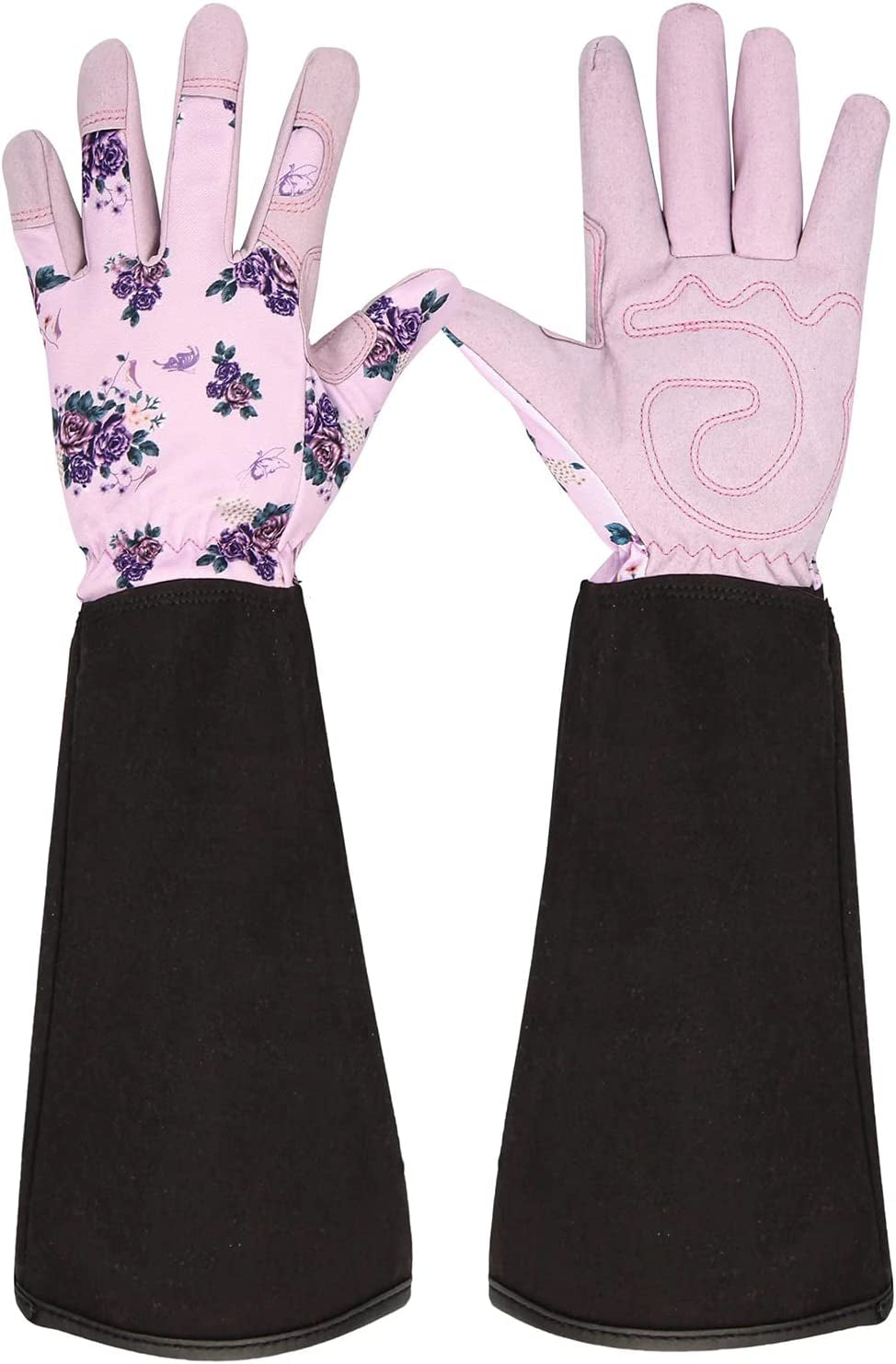 Women's Medium Purple Leather Gardening Gloves, Protective and Flexible