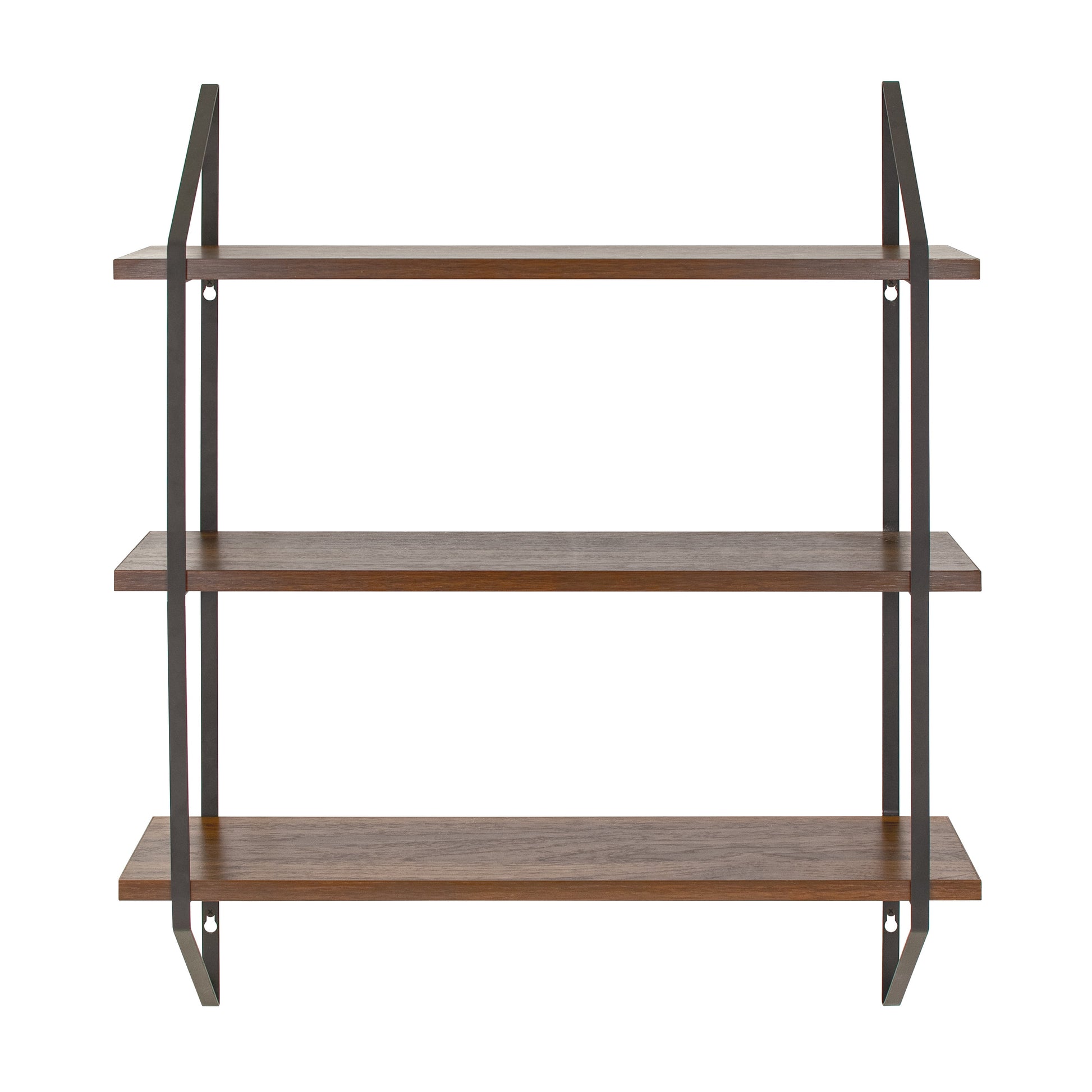 Walnut 3-Tier 20" Wide Wood Bracket Shelves