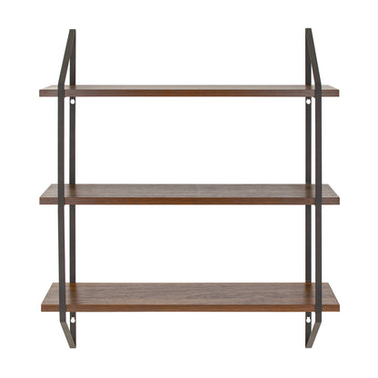 Walnut 3-Tier 20" Wide Wood Bracket Shelves