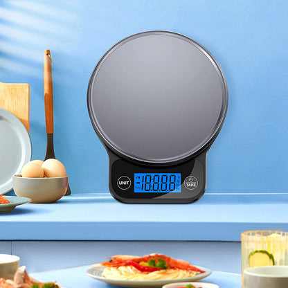 Digital Kitchen Food Scale for Weight Management and Culinary Precision, Featuring Black Stainless Steel Platform and Large LCD Display for Ounces and Grams