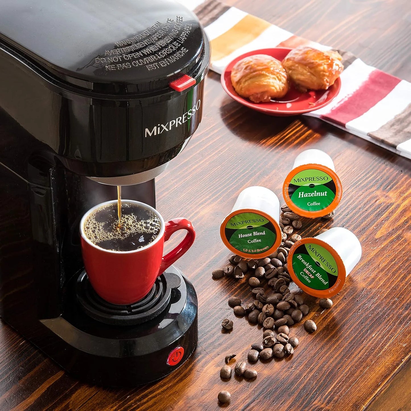 Compact 2-in-1 Single Serve Coffee Maker, K-Cup Compatible, Black, 14 Oz