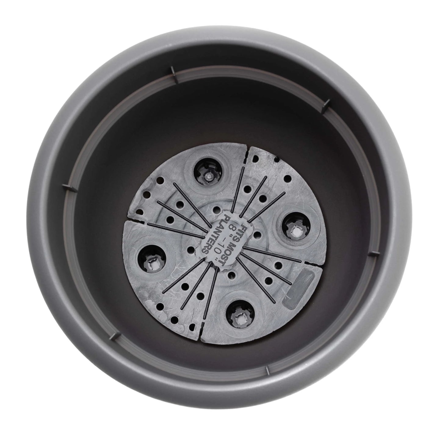 Ariana 16-Inch Self-Watering Plastic Planter with Rolled Rim for Indoor and Outdoor Use, Charcoal