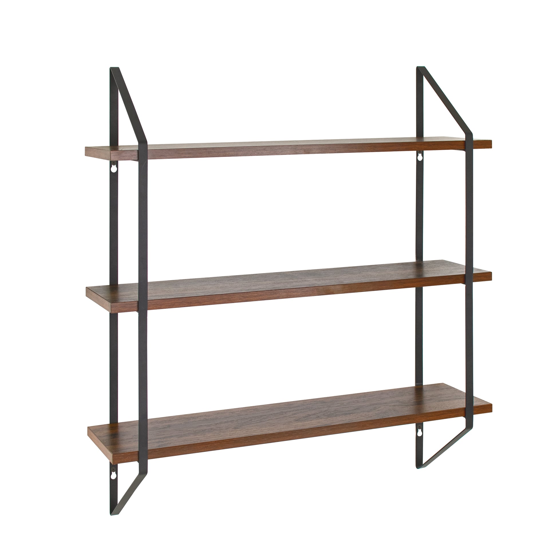 Walnut 3-Tier 20" Wide Wood Bracket Shelves