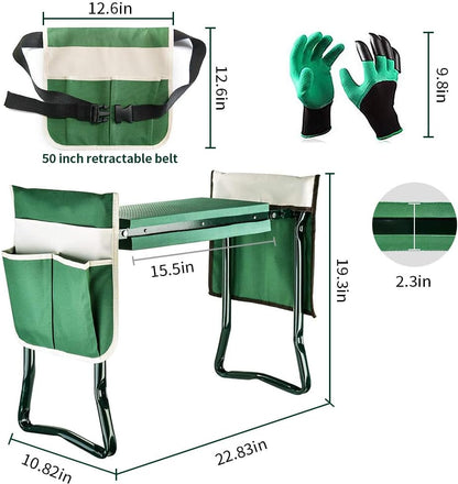 Heavy-Duty Garden Kneeler and Seat Stool with Removable Tool Pocket and Soft EVA Kneeling Pad for Gardening Enthusiasts