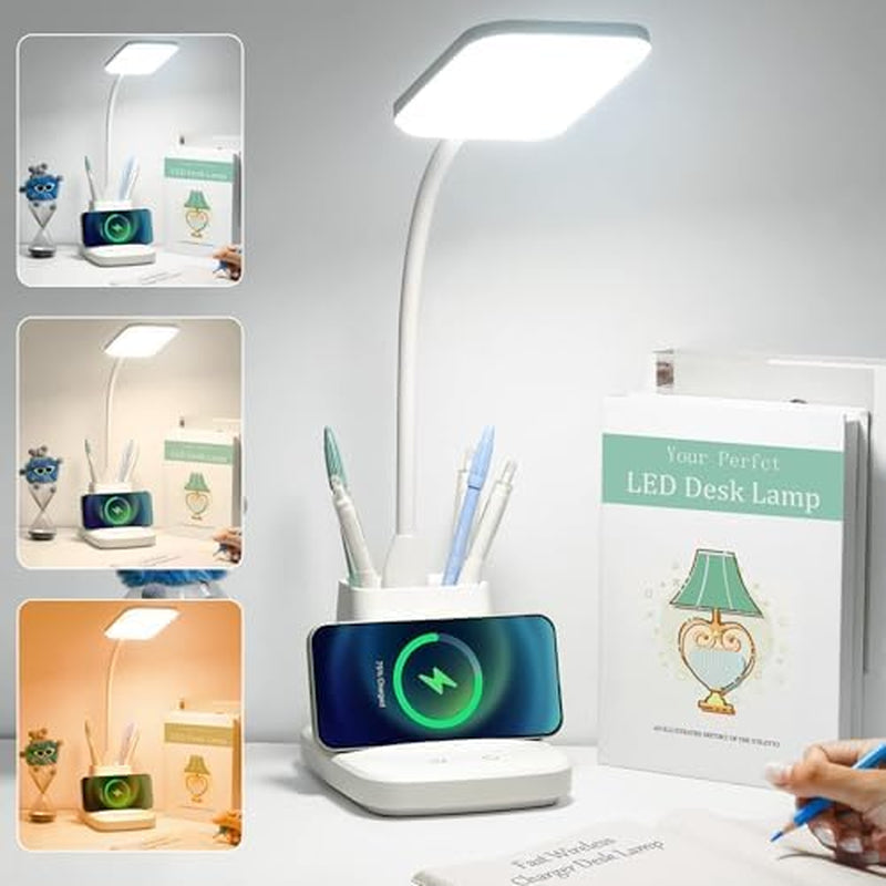 USB-Enabled Minimalist Bedside Table Lamp with Charging Ports, Fabric Linen Shade, Modern Design with Pull Chain (Round)