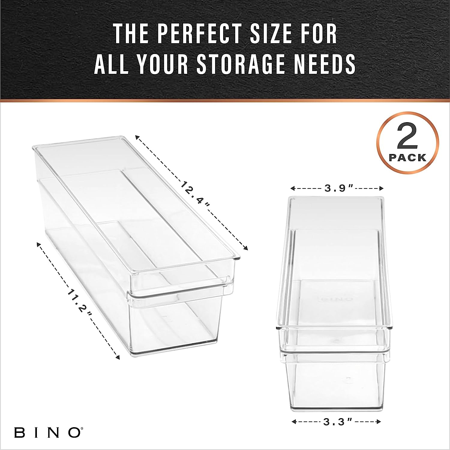 Plastic Storage Bins - Small and Shallow | The Handler Collection | Multipurpose Organizer Bins for Kitchen and Pantry | Clear Containers for Home Organization | Freezer Storage Solutions