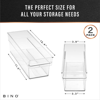 Plastic Storage Bins - Small and Shallow | The Handler Collection | Multipurpose Organizer Bins for Kitchen and Pantry | Clear Containers for Home Organization | Freezer Storage Solutions