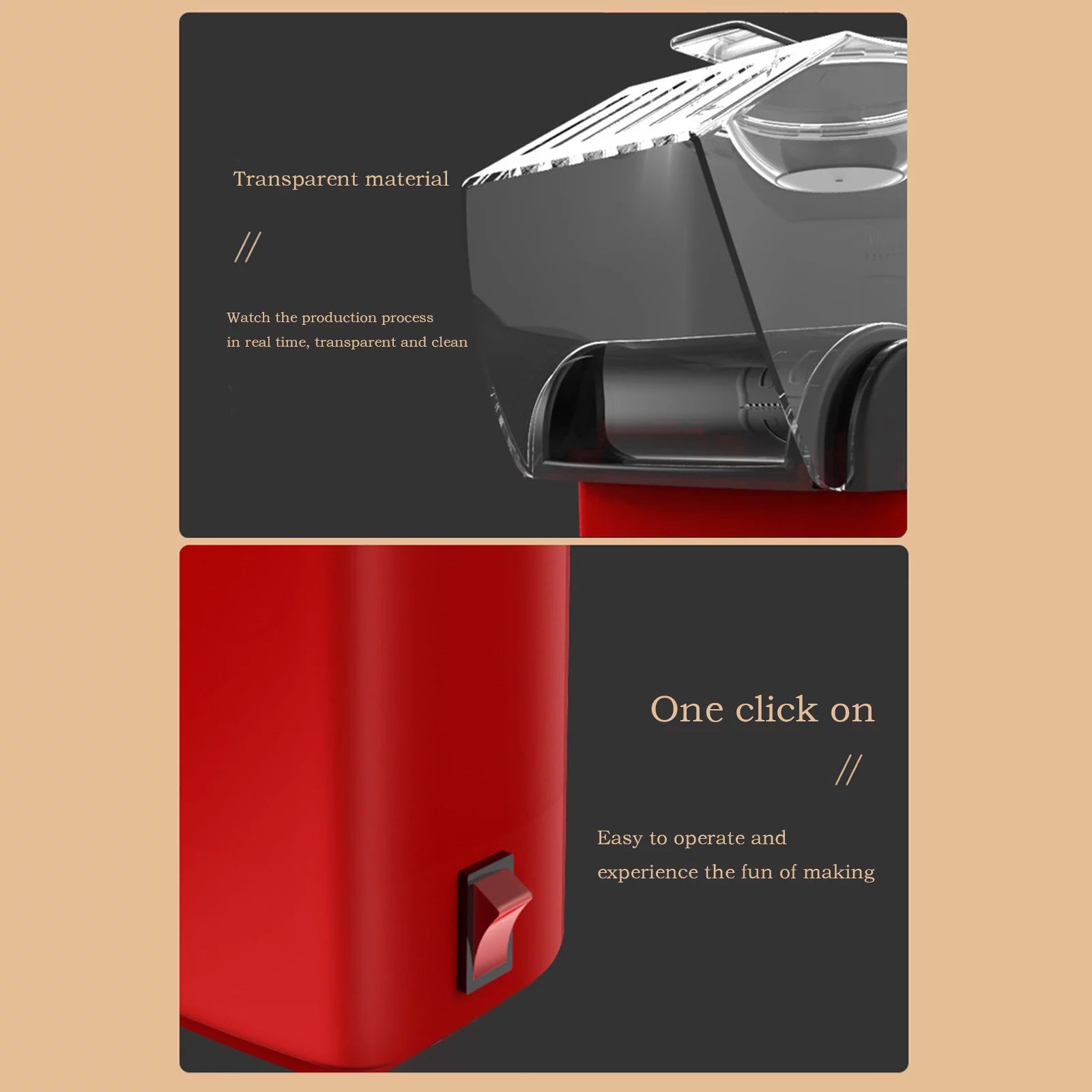 Electric Popcorn Maker - Red Hot Air Popper