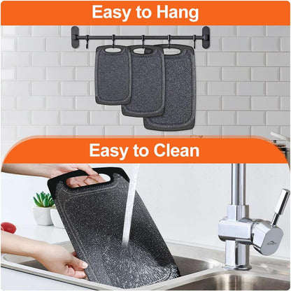 Kitchen Cutting Board Set (3 Pieces) | Professional Grade, Dishwasher Safe with Juice Grooves, Carrying Handle, and BPA-Free Design