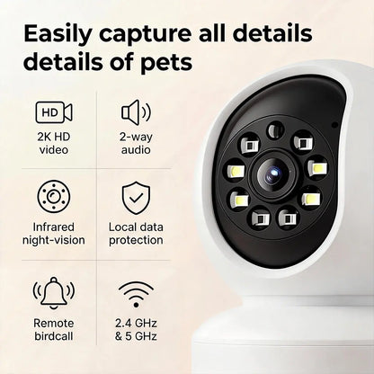 Hawkray Smart Pet Monitor for Multi-Pet Homes | 360° Coverage | 3MP 2K HD Resolution | AI-Powered Pet Recognition | Two-Way Audio and Home Security System