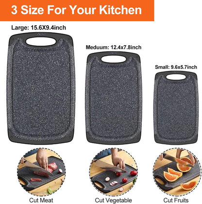 Kitchen Cutting Board Set (3 Pieces) | Professional Grade, Dishwasher Safe with Juice Grooves, Carrying Handle, and BPA-Free Design