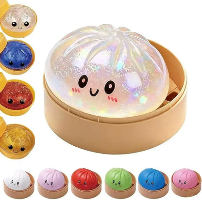 Glitter Dumpling Squishy Toy Blind Box Series with Steamer - Anxiety Relief and Surprise Unboxing Gift Option