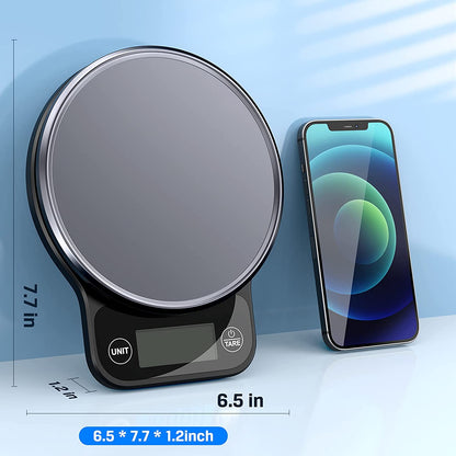 Digital Kitchen Food Scale for Weight Management and Culinary Precision, Featuring Black Stainless Steel Platform and Large LCD Display for Ounces and Grams