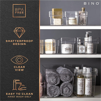 Plastic Storage Bins - Small and Shallow | The Handler Collection | Multipurpose Organizer Bins for Kitchen and Pantry | Clear Containers for Home Organization | Freezer Storage Solutions