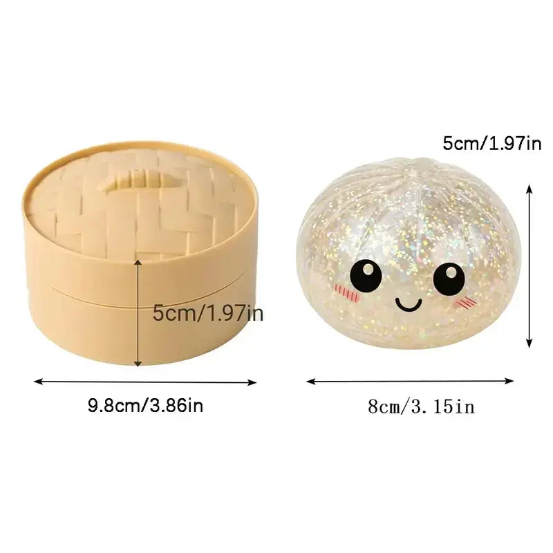 Glitter Dumpling Squishy Toy Blind Box Series with Steamer - Anxiety Relief and Surprise Unboxing Gift Option