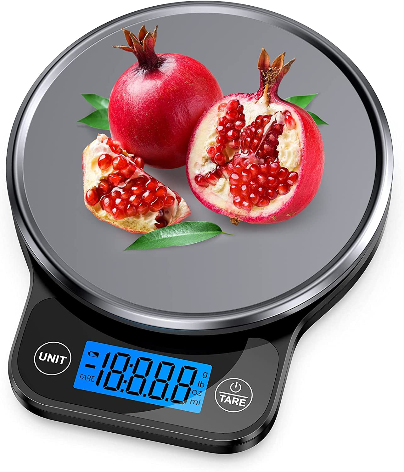 Digital Kitchen Food Scale for Weight Management and Culinary Precision, Featuring Black Stainless Steel Platform and Large LCD Display for Ounces and Grams