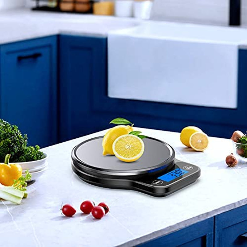 Digital Kitchen Food Scale for Weight Management and Culinary Precision, Featuring Black Stainless Steel Platform and Large LCD Display for Ounces and Grams