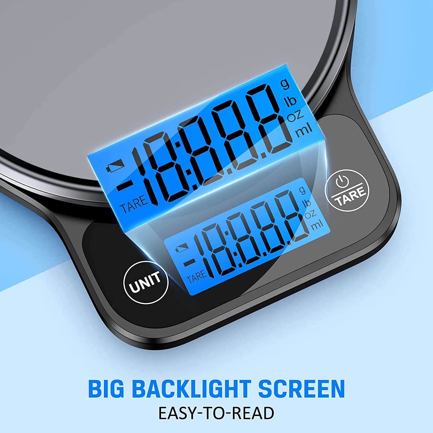 Digital Kitchen Food Scale for Weight Management and Culinary Precision, Featuring Black Stainless Steel Platform and Large LCD Display for Ounces and Grams