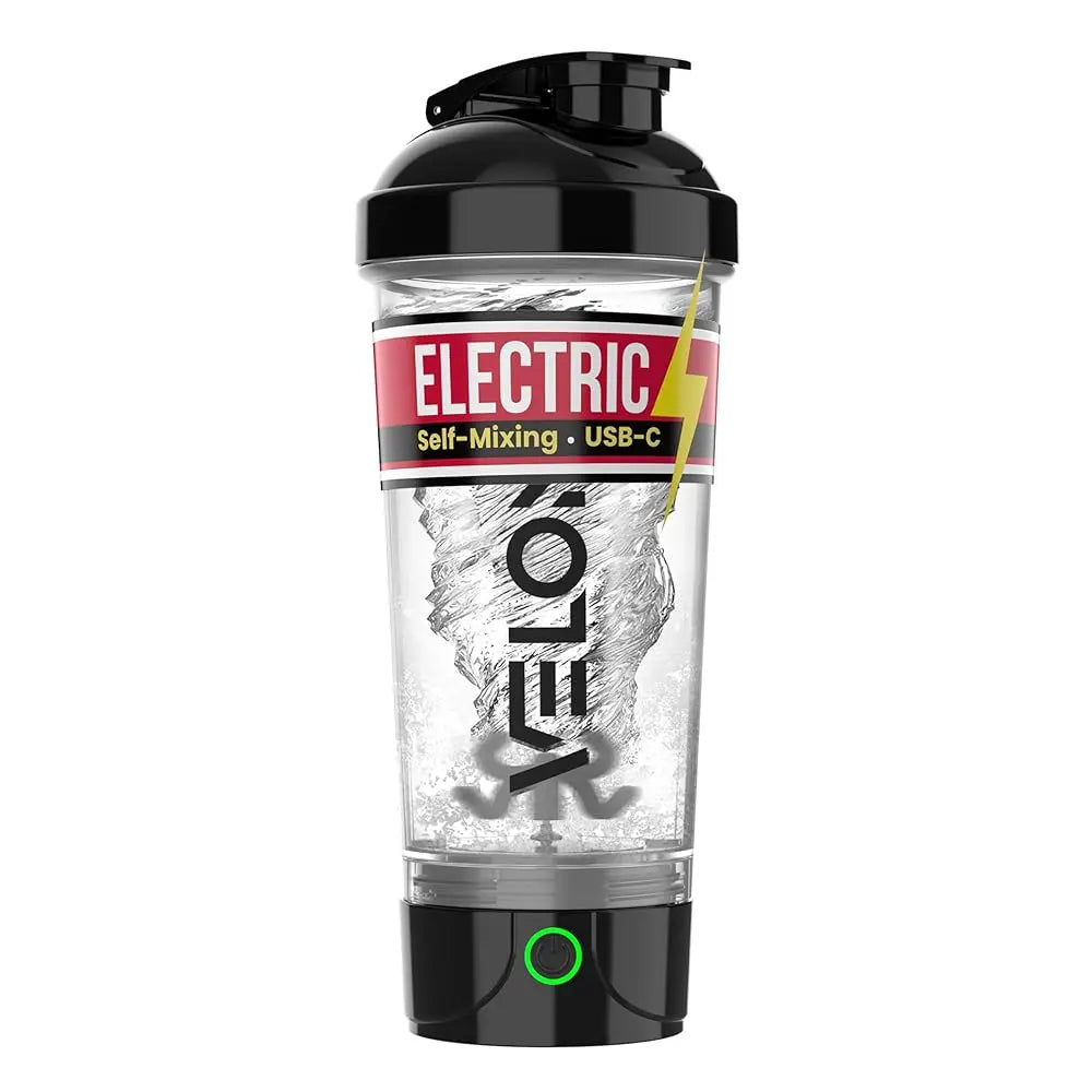 VELOMIX 24oz Electric Protein Shake Mixer Bottle - USB-C Rechargeable, Leak-Proof Design, 80 Mixes per Charge, One-Touch Operation, Easy to Clean, Durable BPA-Free PP/PE Plastic for Gym Use